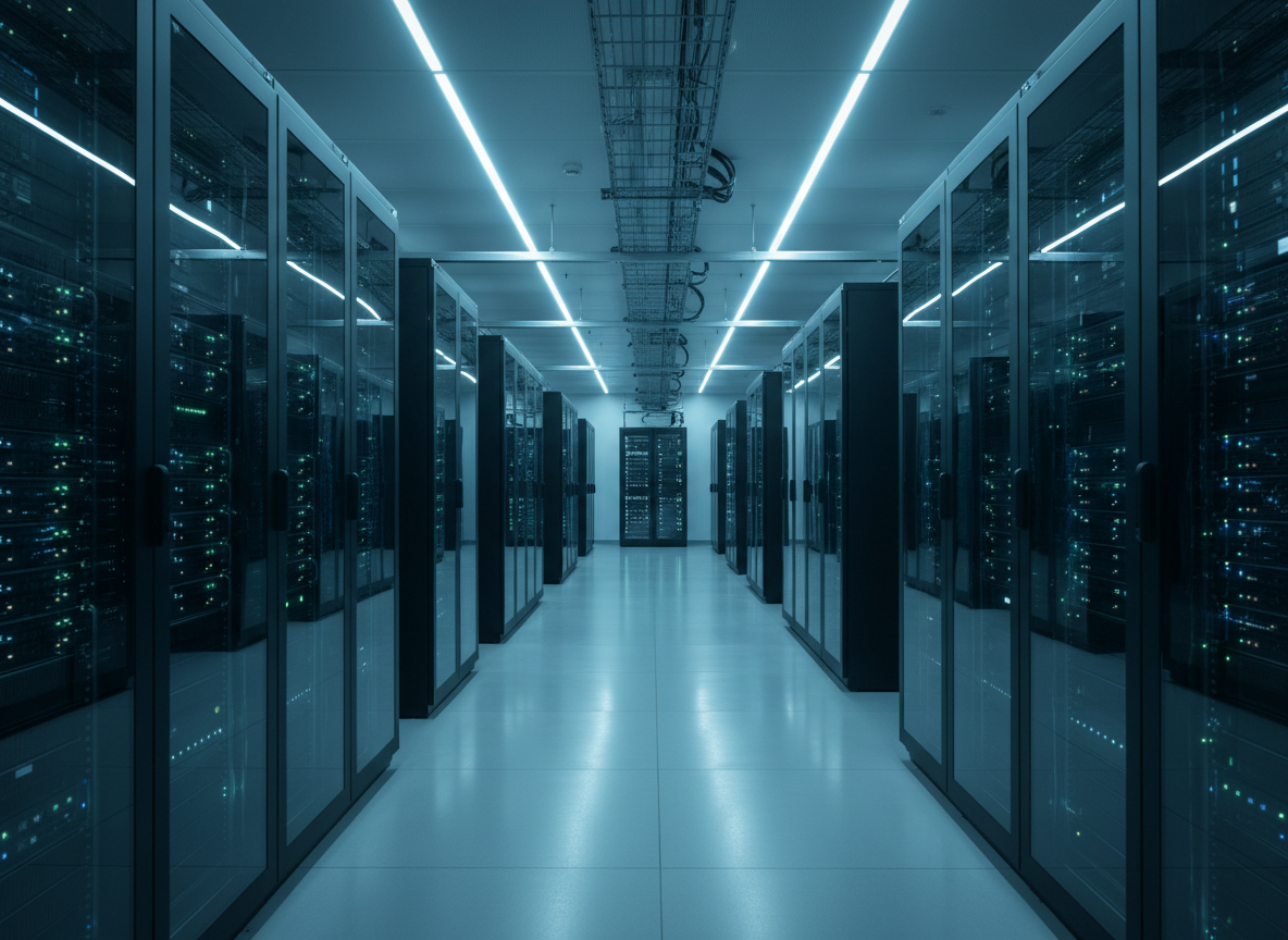 Centre de données représentant l'infrastructure technologique numérique